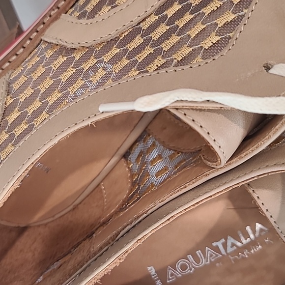 Aquatalia by Marvin K cream leather and sheer peek a boo loafers size 9.5 - Picture 5 of 14